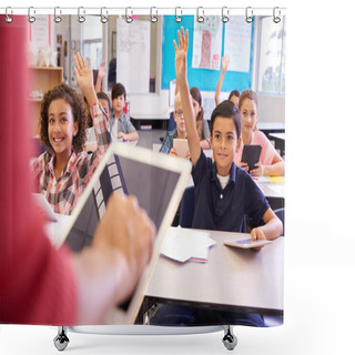 Personality  Teacher Using Tablet Computer  Shower Curtains