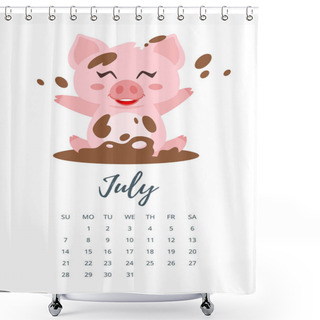 Personality  July 2019 Year Calendar Page Shower Curtains