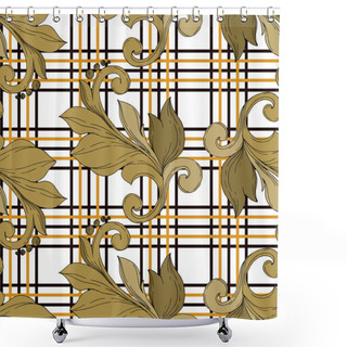 Personality  Vector Golden Monogram Floral Ornament. Black And White Engraved Ink Art. Seamless Background Pattern. Shower Curtains