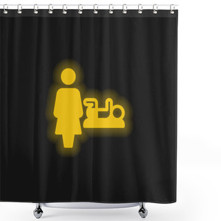 Personality  Baby Change Yellow Glowing Neon Icon Shower Curtains