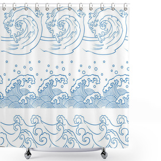 Personality  Seamless Ocean Wave Symbol Pattern Shower Curtains