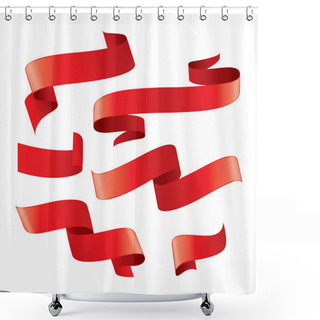 Personality  Set Of Red Vector Ribbons Shower Curtains