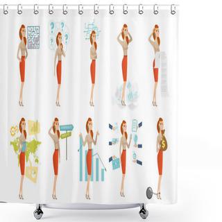 Personality  Vector Set Of Illustrations With Business People. Shower Curtains