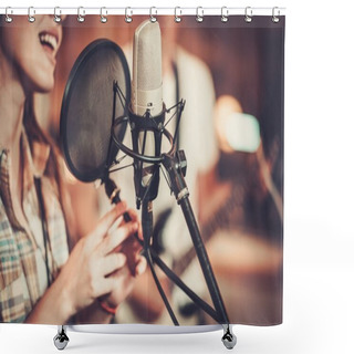 Personality  Woman Singer In A Recording Studio  Shower Curtains