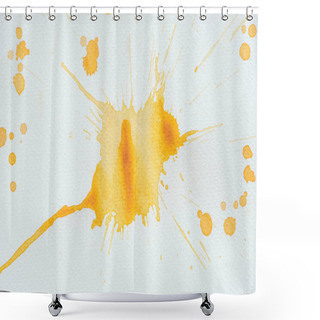 Personality  Abstract Orange Watercolor Splatter On White Paper Shower Curtains