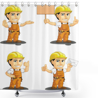 Personality  Industrial Construction Worker Customizable Mascot 4 Shower Curtains