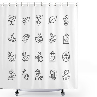 Personality  Line Plants Icons Shower Curtains