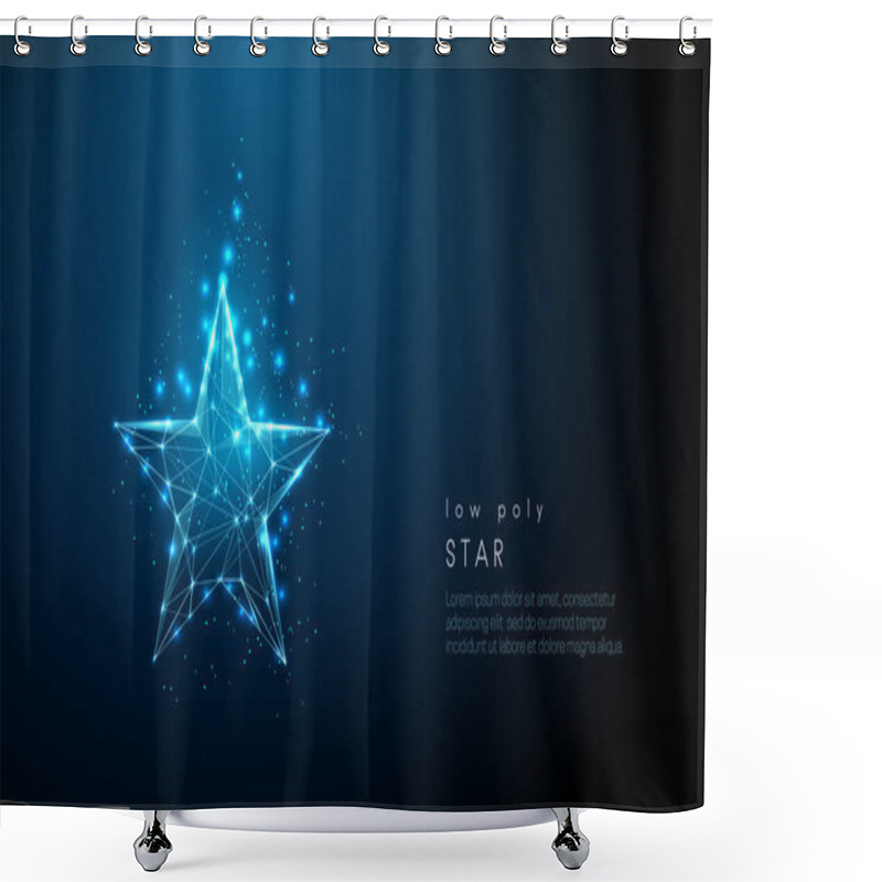 Personality  Abstract Blue Star. Low Poly Style Design. Shower Curtains