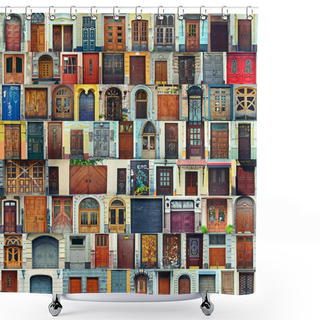 Personality  Collage Of Kiev Front Doors,Ukraine Shower Curtains