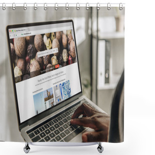 Personality  Cropped View Of African American Businessperson Using Laptop With Depositphotos Website On Screen Shower Curtains