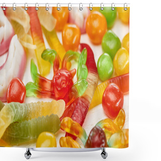 Personality  Close Up View Of Delicious Gummy Spooky Halloween Sweets Shower Curtains