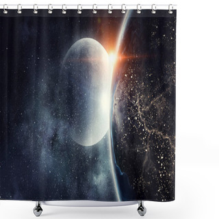 Personality  Our Unique Universe . Mixed Media Shower Curtains