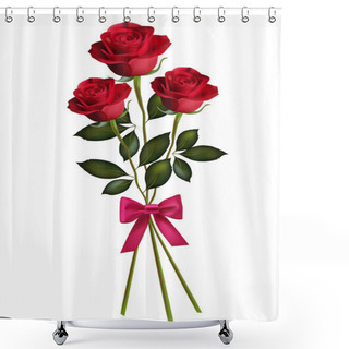 Personality  Beauty Red Rose With Bow. Shower Curtains