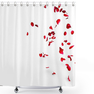 Personality  Rose Petals Falling On A Surface Shower Curtains