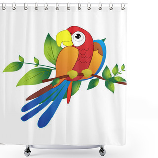 Personality  Parrot On Branch Illustration Shower Curtains