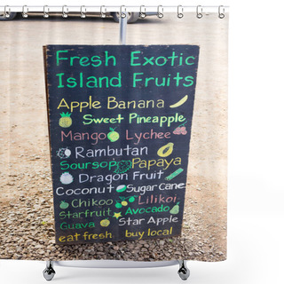 Personality  Tropical Fruit Farmers Market Sign In Hawaii Shower Curtains