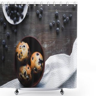 Personality  Delicious Cupcakes With Blueberries Shower Curtains