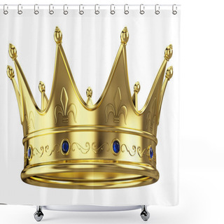 Personality  Gold Crown Isolated On White Background Shower Curtains