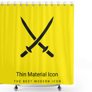 Personality  2 Katanas Minimal Bright Yellow Material Icon Shower Curtains