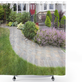 Personality  Front Yard Garden Curve Paver Path Shower Curtains