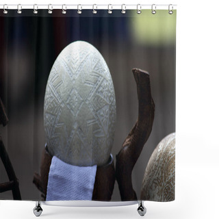 Personality  Carved Ostrich Egg Shell Shower Curtains
