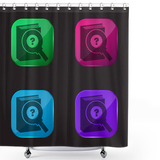 Personality  Book And Magnifier With Question Sign Four Color Glass Button Icon Shower Curtains