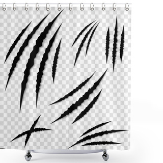 Personality  Creative Vector Illustration Of Claws Paw Scratches Isolated On Background. Art Design. Animal Horror Scratching Of Cat, Tiger, Lion, Pantera, Bear. Abstract Concept Graphic Element Shower Curtains