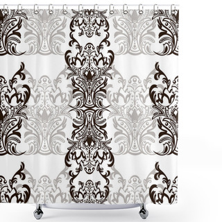 Personality  Damask Floral Seamless Pattern With Arabesque, Oriental Ornament. Abstract Traditional Decor For Backgrounds, Wallpaper, Fabric Design, Decoration. Black And White Colors, Monochrome. Vector ClipArt Shower Curtains