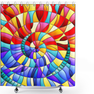 Personality  Abstract Mosaic Image, Colorful Tiles Arranged In A Spiral Shower Curtains