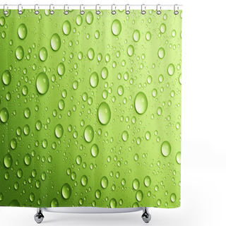 Personality  Water Drops Over Green. Closeup Shower Curtains
