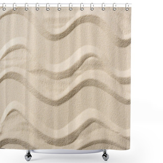 Personality  Top View Of Textured Background With Sand And Smooth Lines Shower Curtains