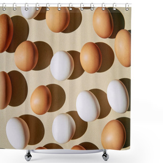 Personality  Chicken Eggs White And Brown Background Shower Curtains