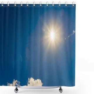 Personality  Bright Sun On Blue Sky With Clouds Shower Curtains