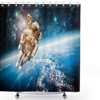 Personality  Astronaut In Outer Space Shower Curtains