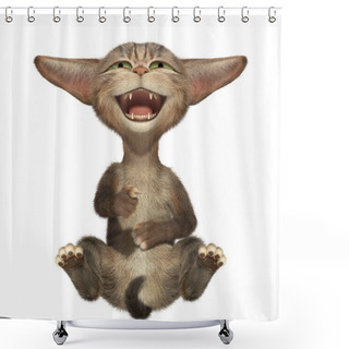 Personality  Kitten Holding Belly  Shower Curtains