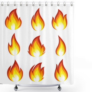 Personality  Collection Of Fire Icons Shower Curtains