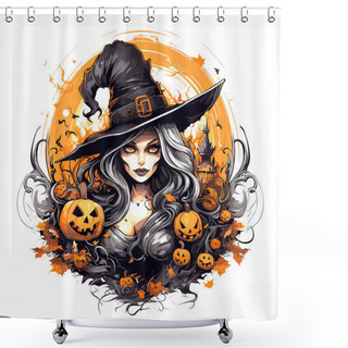 Personality  T-shirt Or Poster Design With Illustration On Halloween Theme Shower Curtains