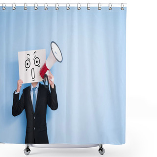 Personality  Businessman Holding Megaphone   Shower Curtains