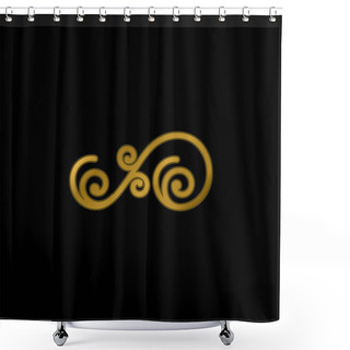 Personality  Asymmetrical Floral Design Of Spirals Gold Plated Metalic Icon Or Logo Vector Shower Curtains