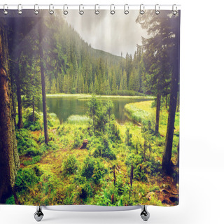 Personality  Summer Mountain Lake Forrest Shower Curtains