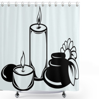 Personality  Basalt Stones, Flower And Candles Shower Curtains