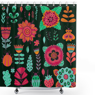 Personality  Set Of Colorful Flowers Shower Curtains