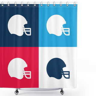 Personality  American Football Blue And Red Four Color Minimal Icon Set Shower Curtains