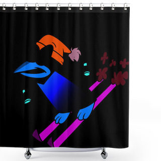 Personality  Cartoon Penguin Snow Skiing Shower Curtains