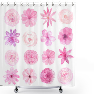 Personality  Set Of Hand Painted Watercolor Romantic Flowers Shower Curtains