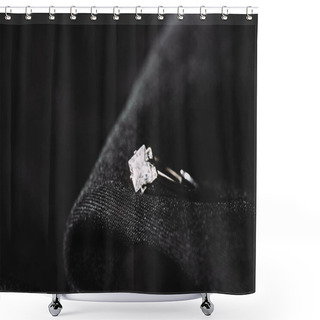 Personality  Engagement Ring With Pure Shiny Diamond On Black Cloth  Shower Curtains