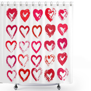 Personality  Painted Hearts From Grunge Brush Strokes Shower Curtains