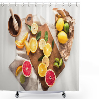 Personality  Citrus Fruits On Cutting Board Shower Curtains