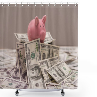 Personality  Dollar Banknotes And Piggy Bank  Shower Curtains