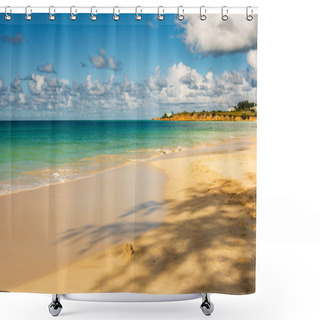 Personality  Caribbean Beach With White Sand, Deep Blue Sky And Turquoise Water Shower Curtains